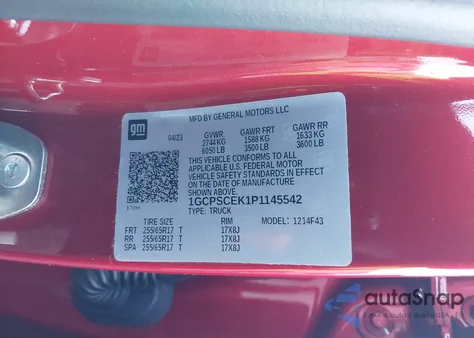 2023 Chevrolet Colorado 2Wd Short Box Lt from USA, damaged, VIN 1GCPSCEK1P1145542